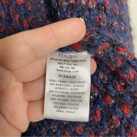 ✨NWT Maje Purple Tweed Open Front Metallic Fringe Mask Cardigan Size 2 or Medium - Picture 8 of 10